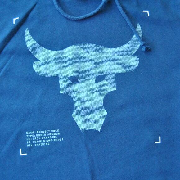 Project Rock's Brahma Bull Medium Blue Short Sleeve Hoodie - Picture 4 of 8